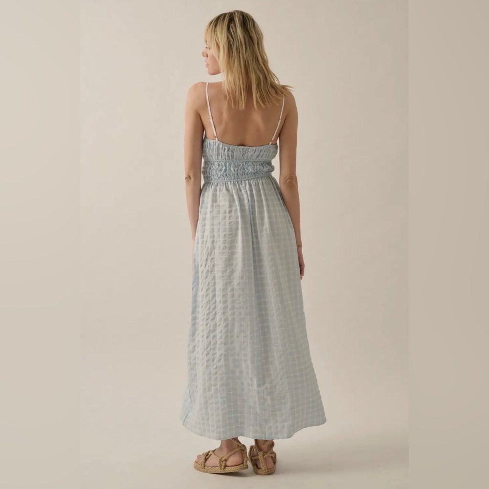 Blue and White Gingham Maxi Dress with Bows - Picture 4 of 4